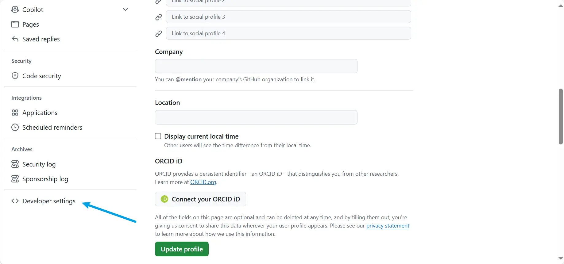 developer settings